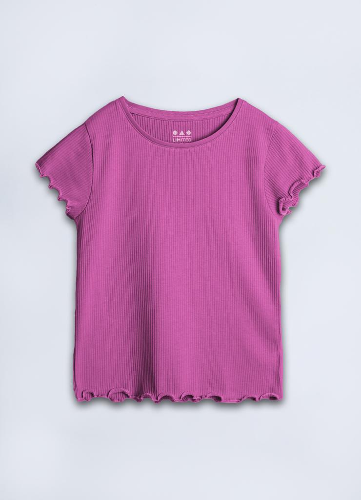 Różowy t-shirt dziewczęcy w prążki - Limited Edition