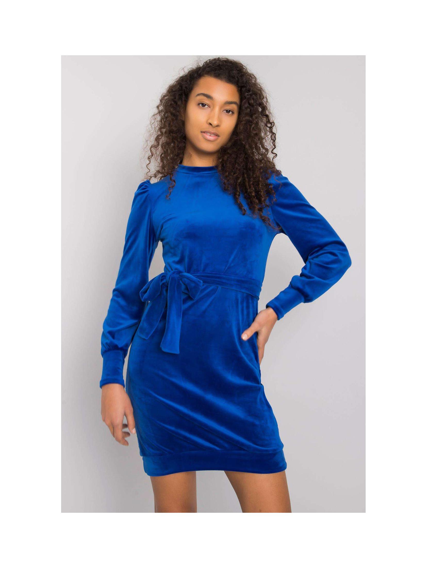 Sukienka z długim rękawem - niebieska mini