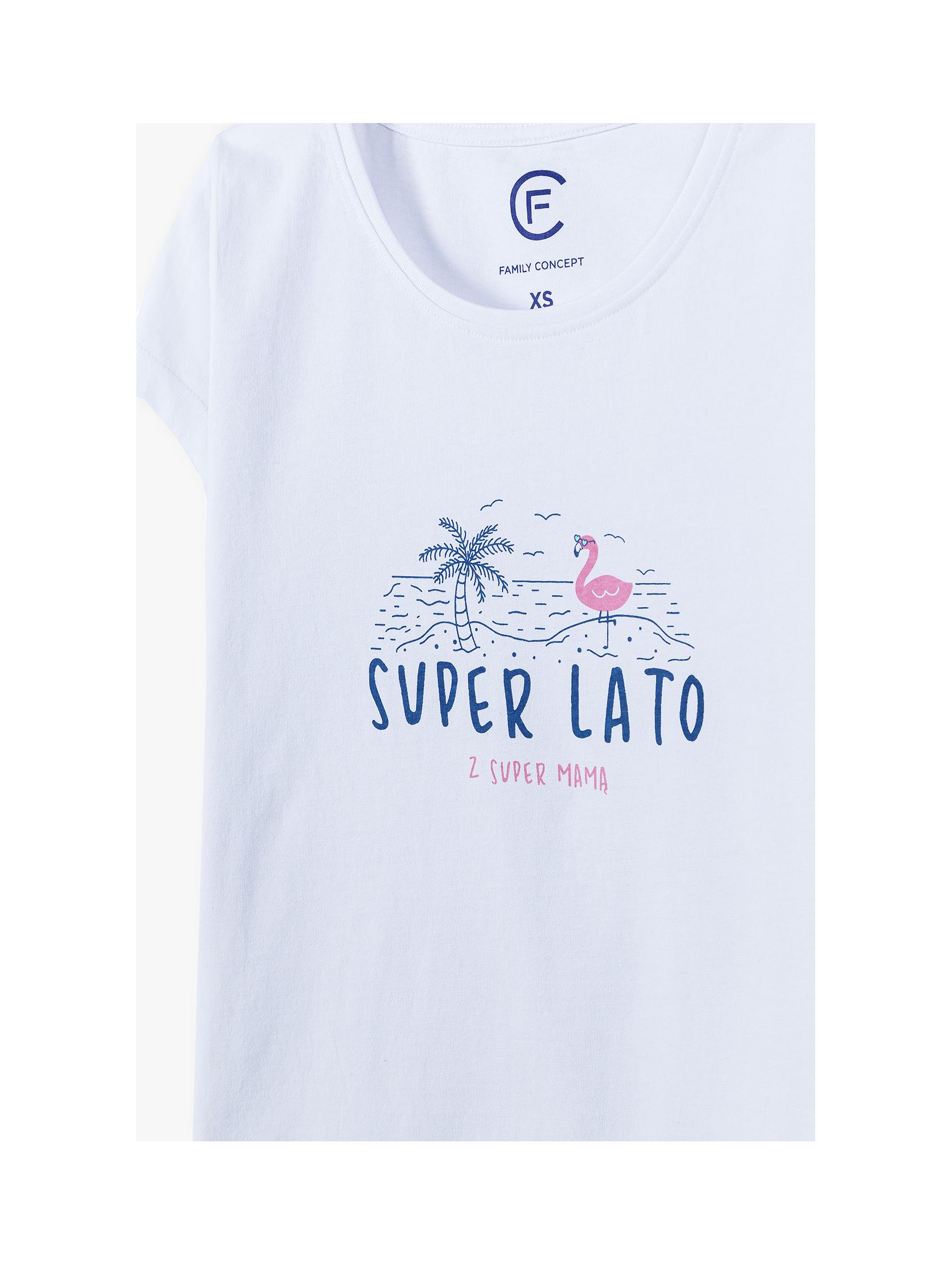 Bawełniany t-shirt damski z nadrukiem - SUPER LATO Z SUPER MAMĄ