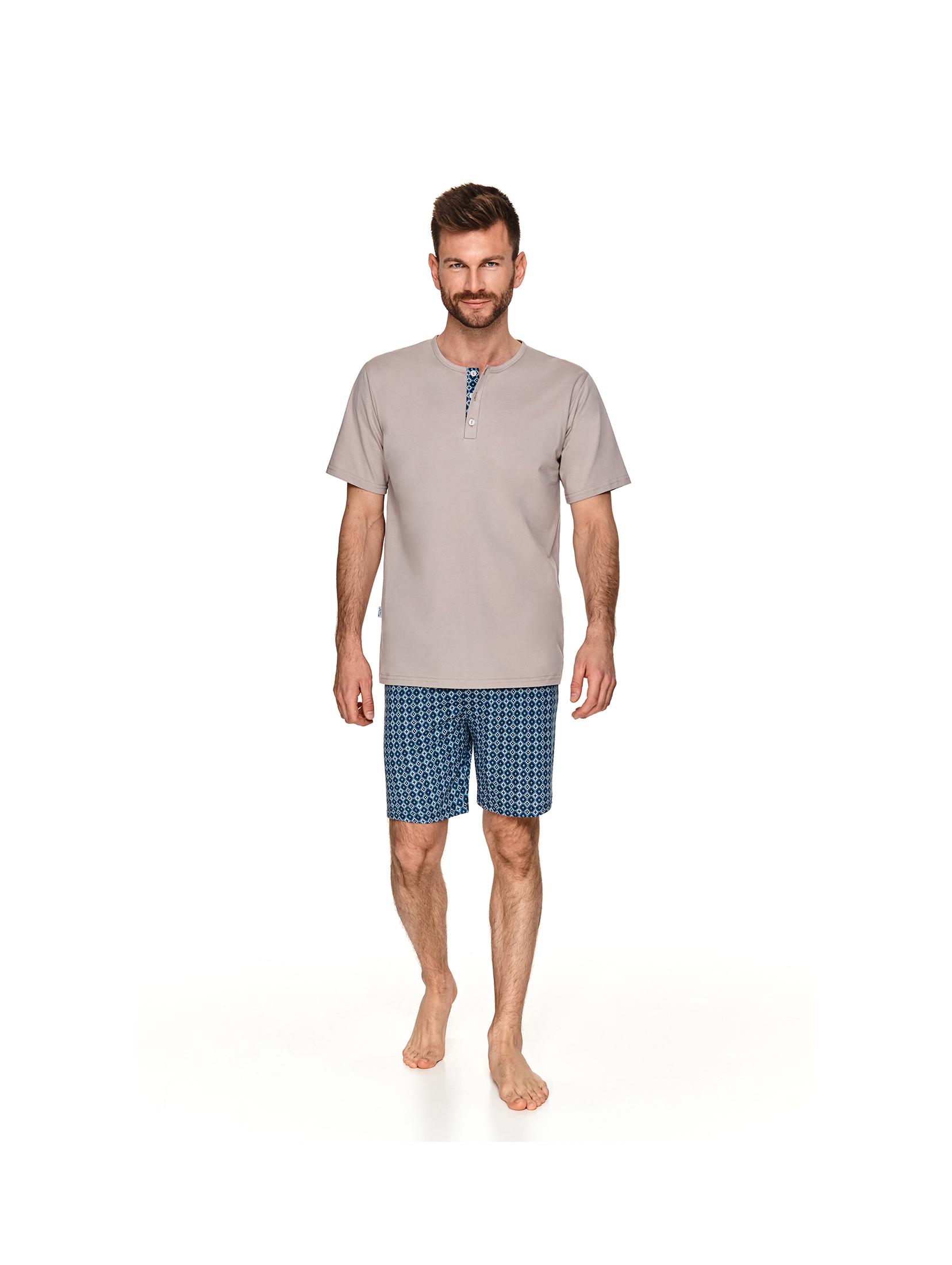 Dwuczęściowa piżama - beżowy T-shirt i krótkie spodnie