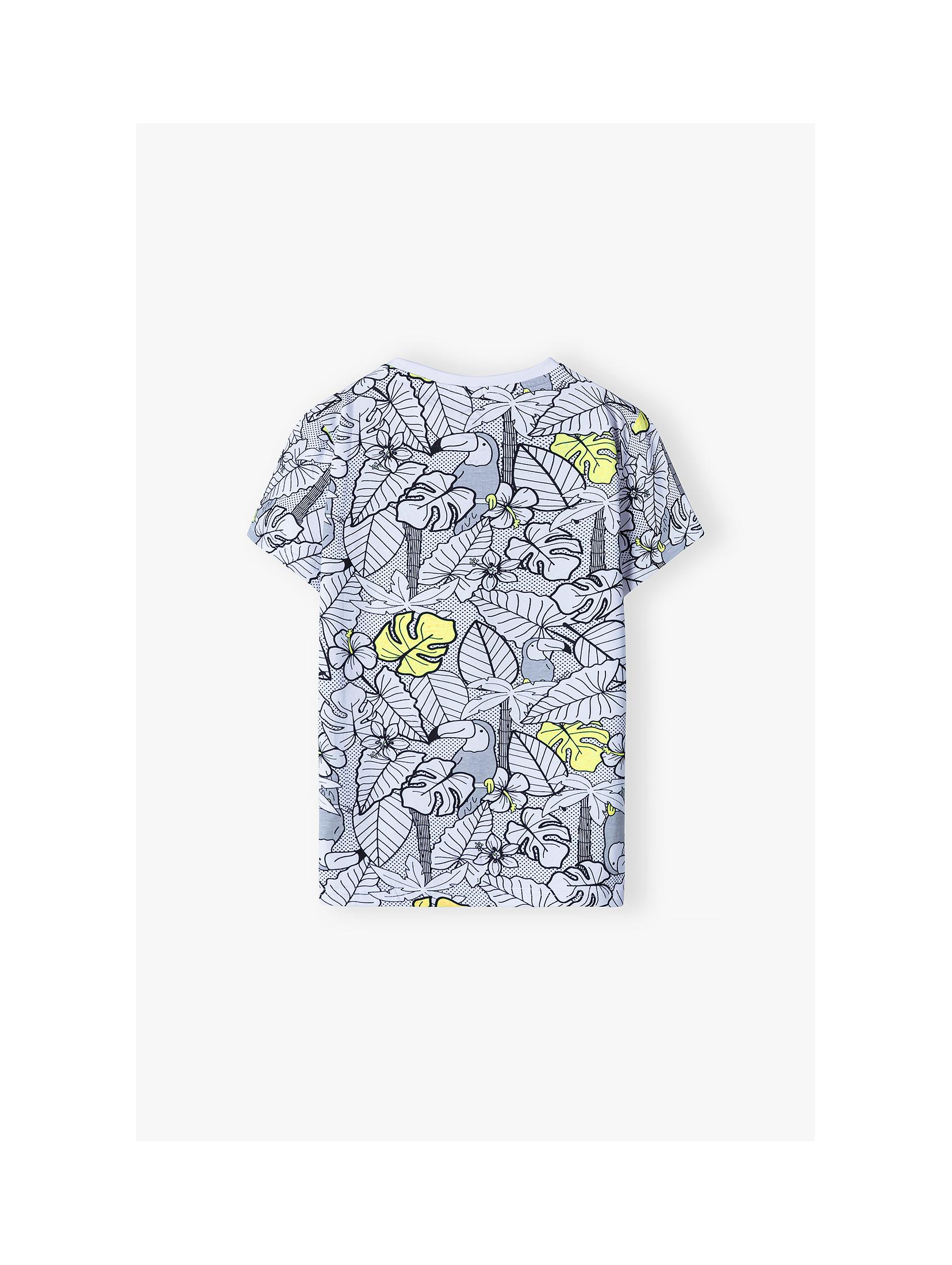 Bawełniany t-shirt chłopięcy w tropikalne wzory - ubrania dla rodziny