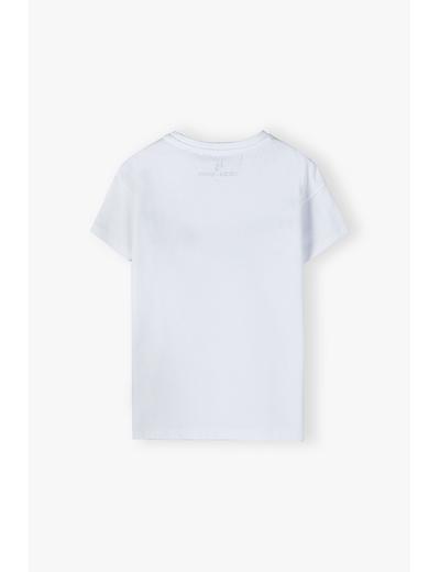 Bawełniany t-shirt chłopięcy z miękkim nadrukiem - biały