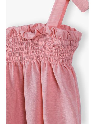 Bawełniany T-shirt bez rękawów dla dziewczynki - różowy