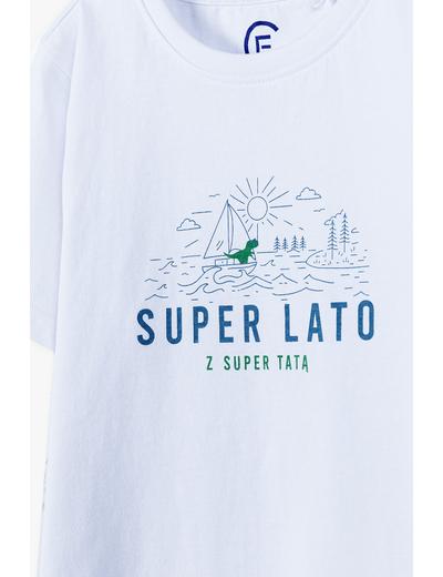 Bawełniany t-shirt męski z nadrukiem - SUPER LATO Z SUPER TATĄ
