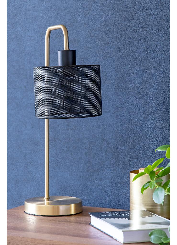 Lampa stołowa metalowa w kolorze mosiądzu, wys 48 cm