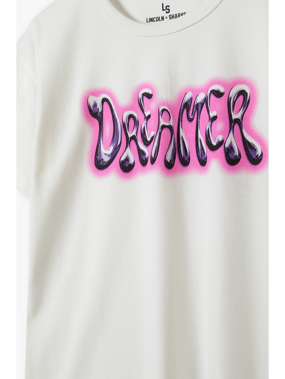 Pudełkowy t-shirt dziewczęcy z napisem - Dreamer - Lincoln&Sharks